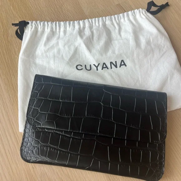 NWT Cuyana black croco system flap bag - Picture 1 of 4